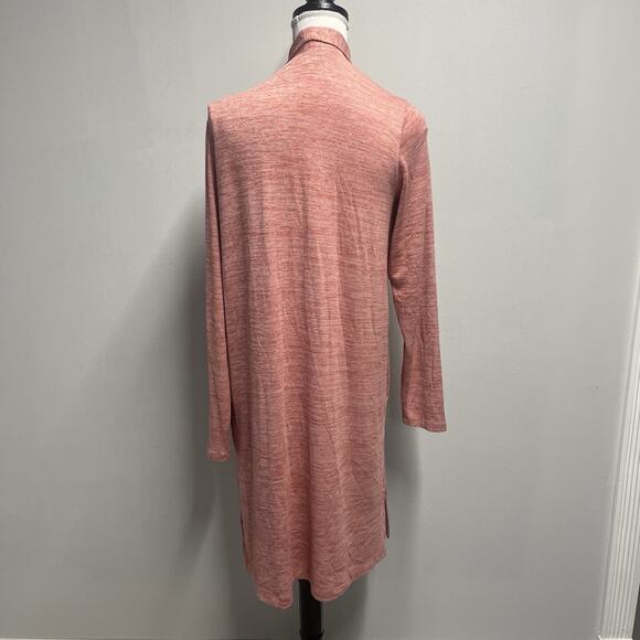 Lands' End Duster Long Cardigan Jacket size Medium 10-12 Coral Pink Rose Pockets - Picture 7 of 8